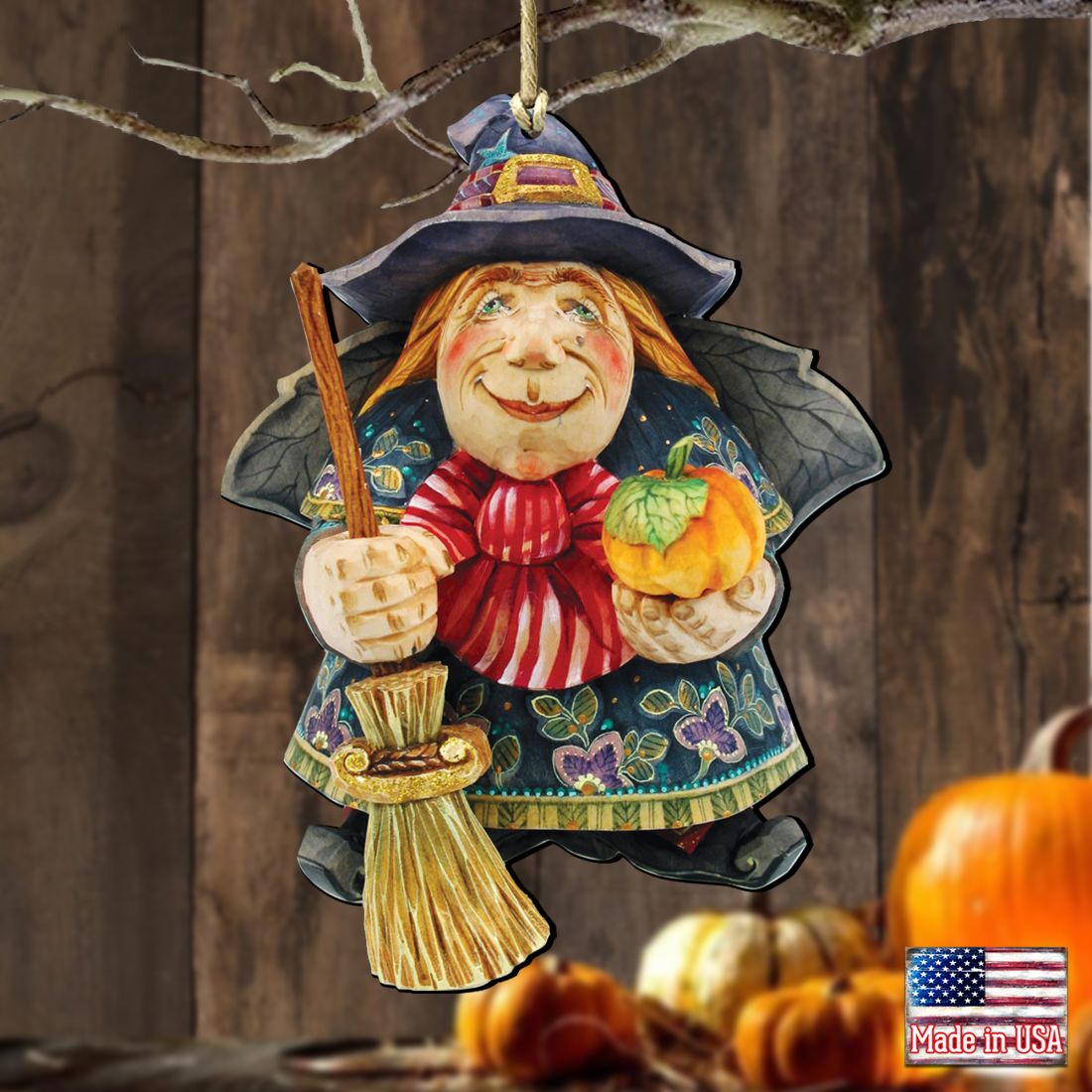 Halloween Witch Wooden Ornaments by G. DeBrekht - Thanksgiving Halloween Decor - 8158412-1
