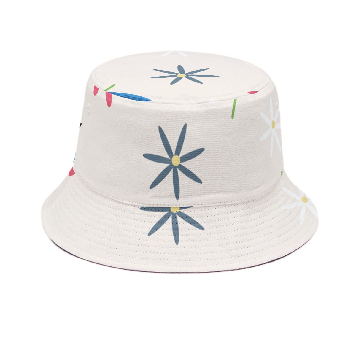 Bucket Hat White&Flower