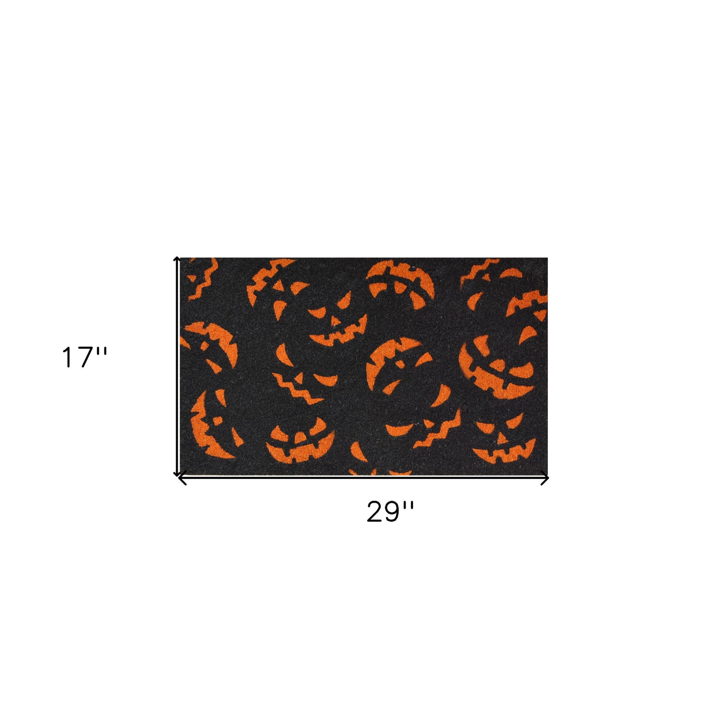17" X 29" Black and Orange Coir Jackolantern Outdoor Halloween Door Mat-2