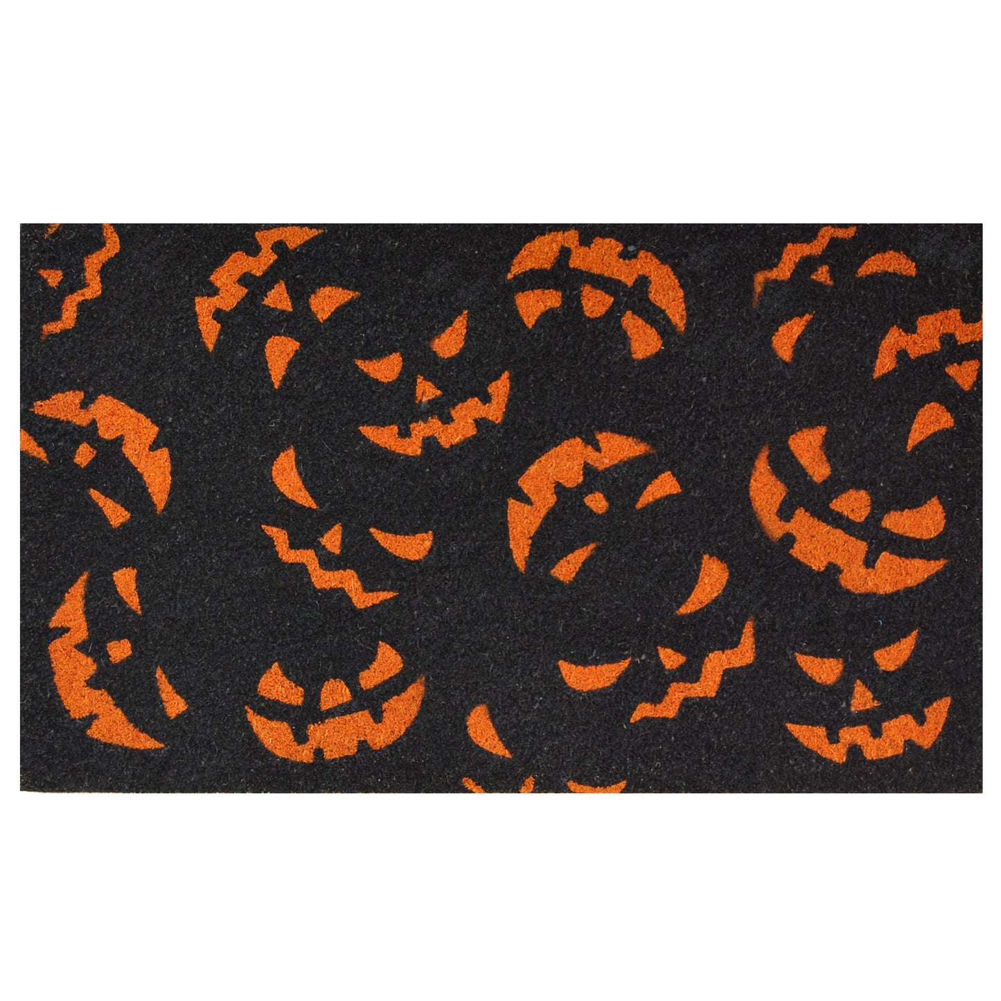 17" X 29" Black and Orange Coir Jackolantern Outdoor Halloween Door Mat-1