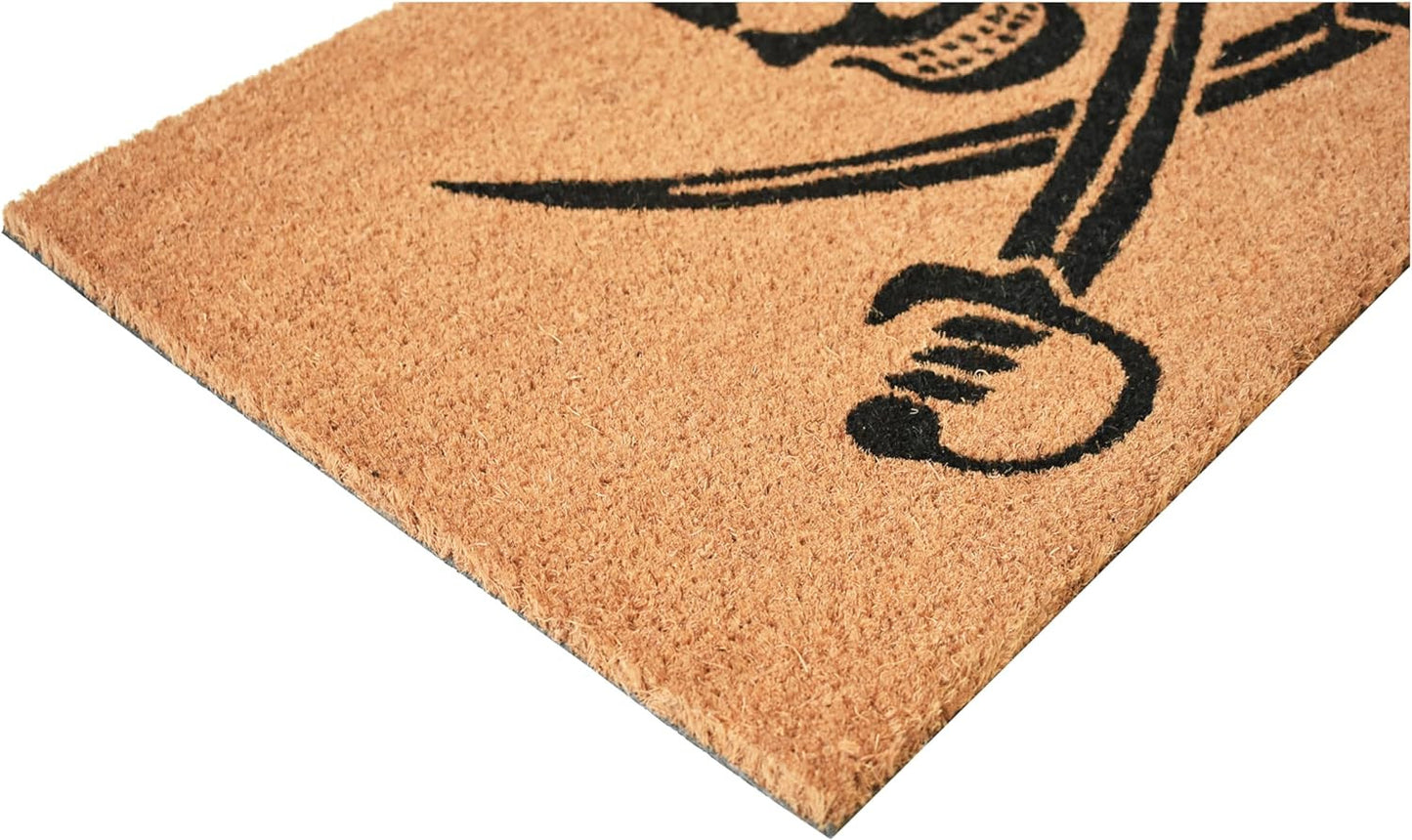 17" X 29" Natural Red and Black Coir Pirate Outdoor Halloween Door Mat-3