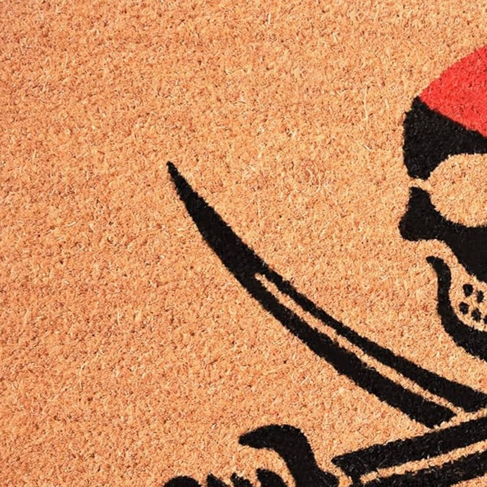 17" X 29" Natural Red and Black Coir Pirate Outdoor Halloween Door Mat-4