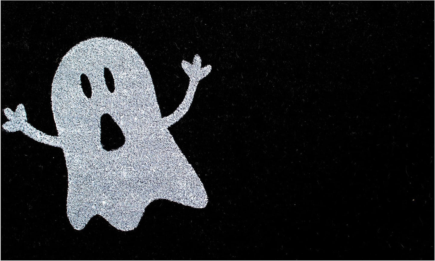 17" X 29" White And Black Ghost Coir Outdoor Halloween Door Mat-6