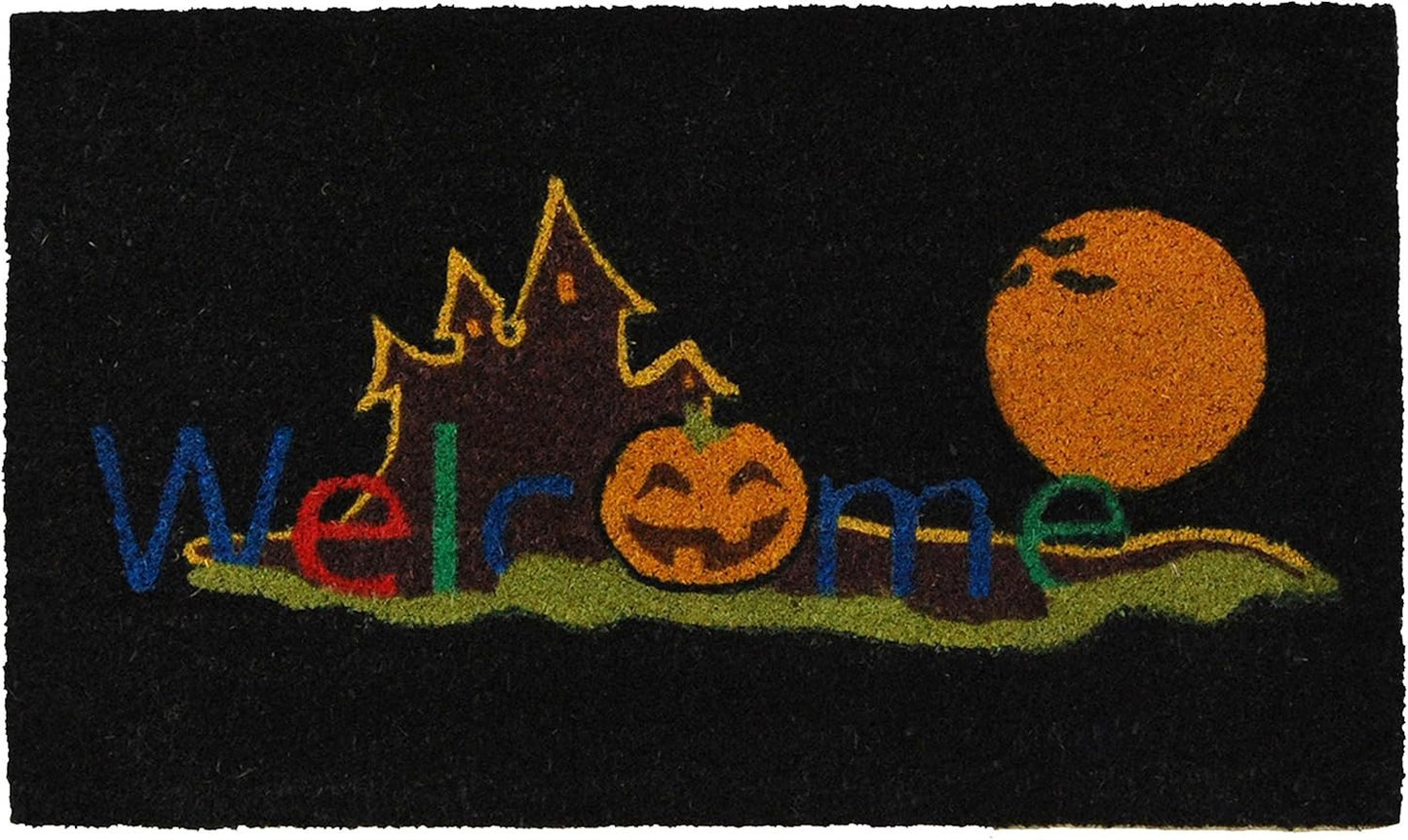 17" X 29" Black And Orange Coir Welcome Outdoor Halloween Door Mat-2