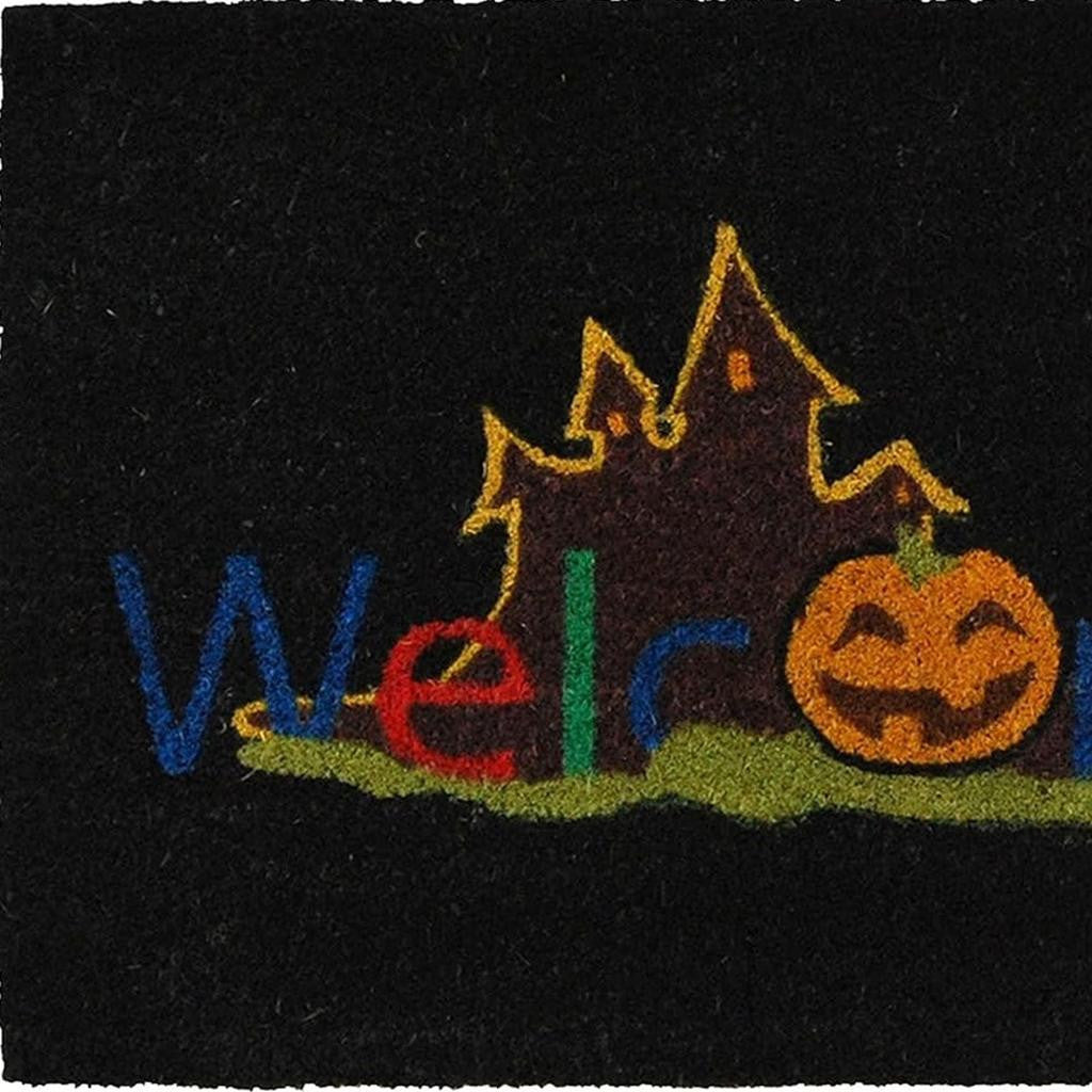 17" X 29" Black And Orange Coir Welcome Outdoor Halloween Door Mat-3