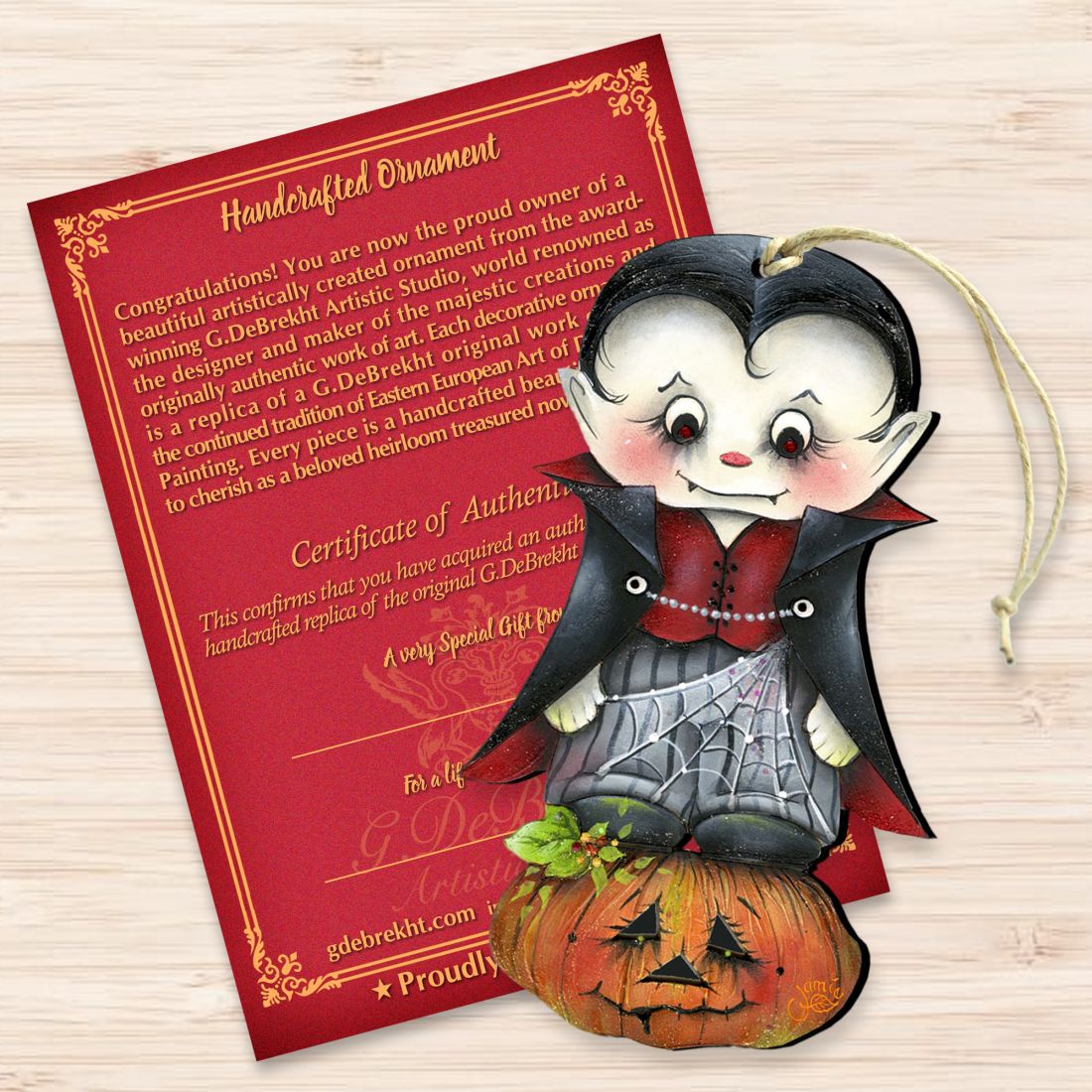 Dracula Wooden Ornaments Halloween by Jamie Mills-Price - Thanksgiving Halloween Decor - 8457401-3