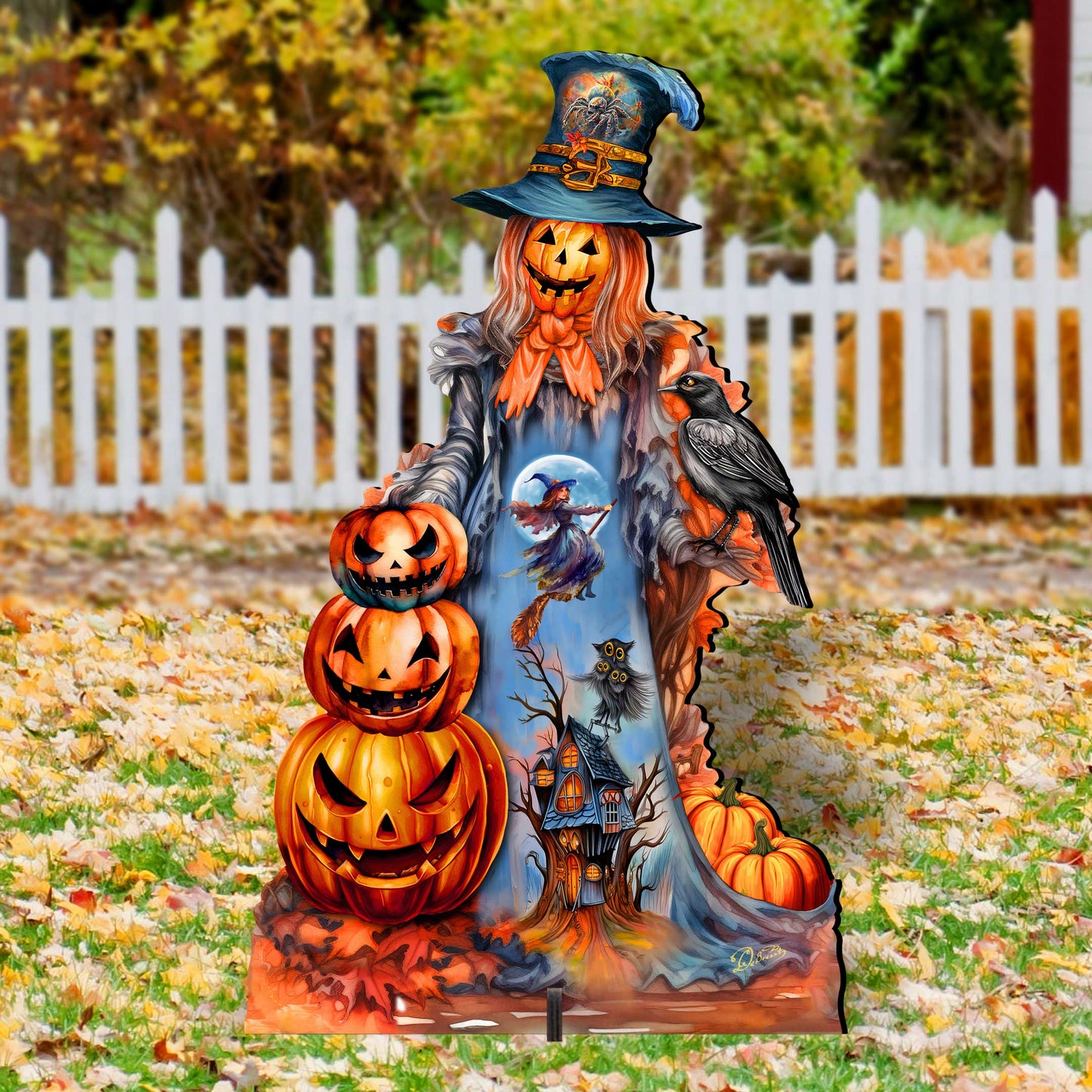 Halloween Pumpkin Scarecrow Freestanding Decor - Halloween Garden Decor by G. Debrekht - Halloween Decor- 8652796F-1