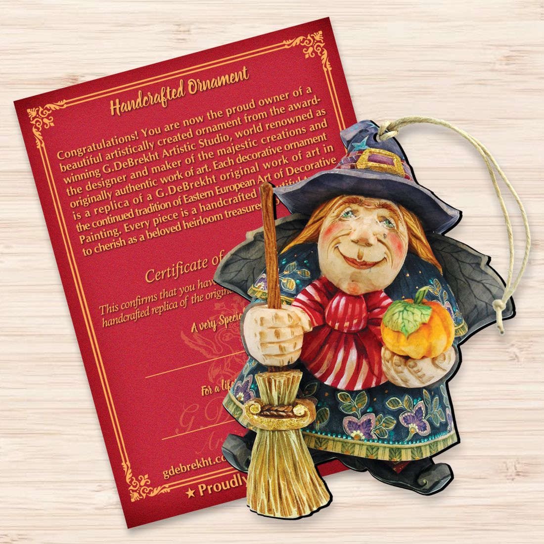 Halloween Witch Wooden Ornaments by G. DeBrekht - Thanksgiving Halloween Decor - 8158412-3