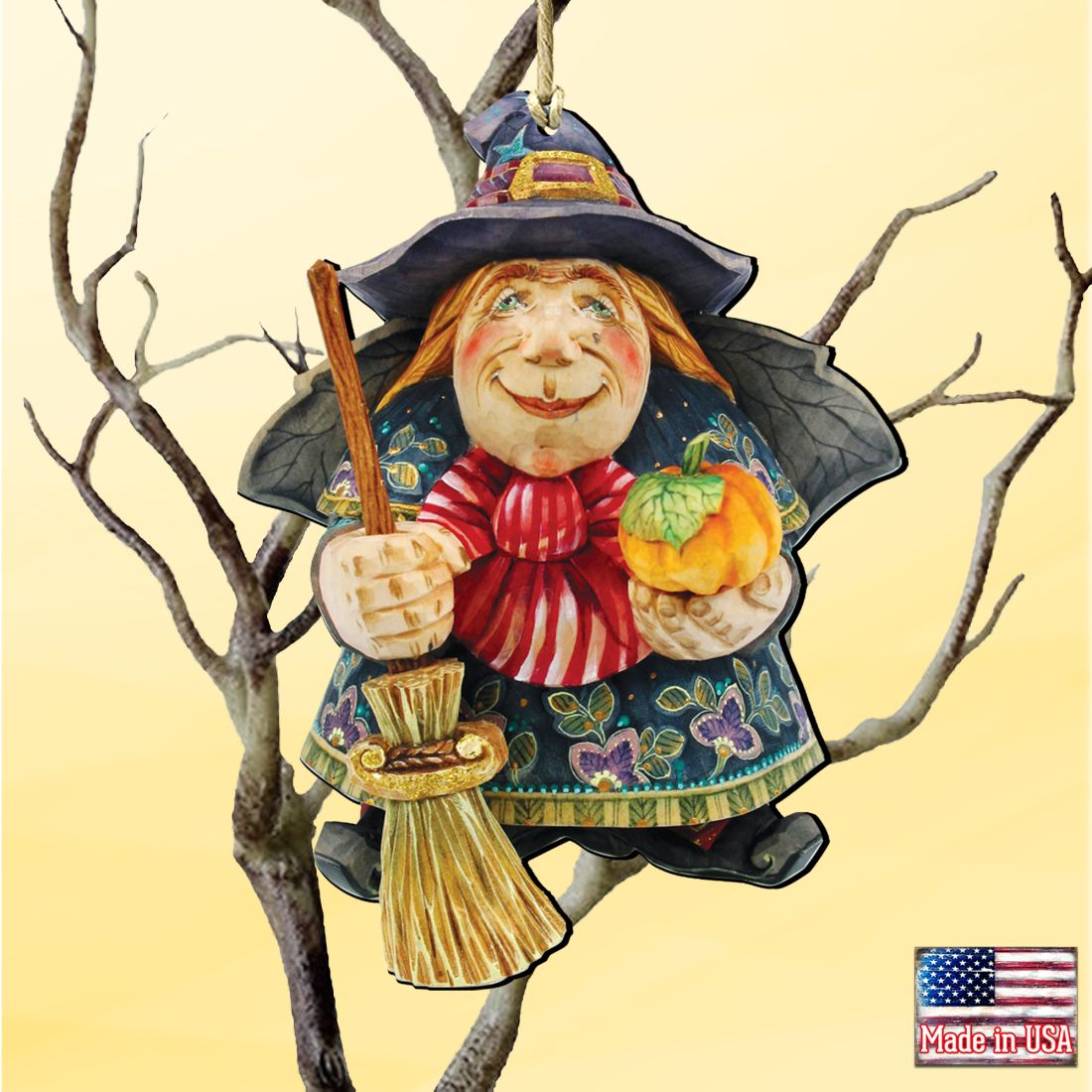 Halloween Witch Wooden Ornaments by G. DeBrekht - Thanksgiving Halloween Decor - 8158412-2