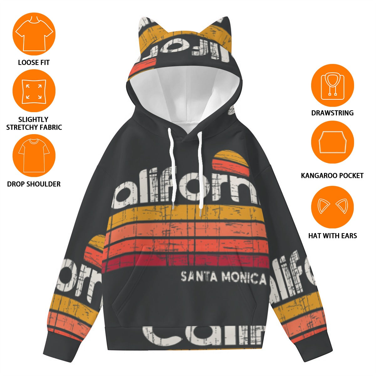 Pullover Hoodie with Ears - Urban Style Unique Graphic Cute Hoodies