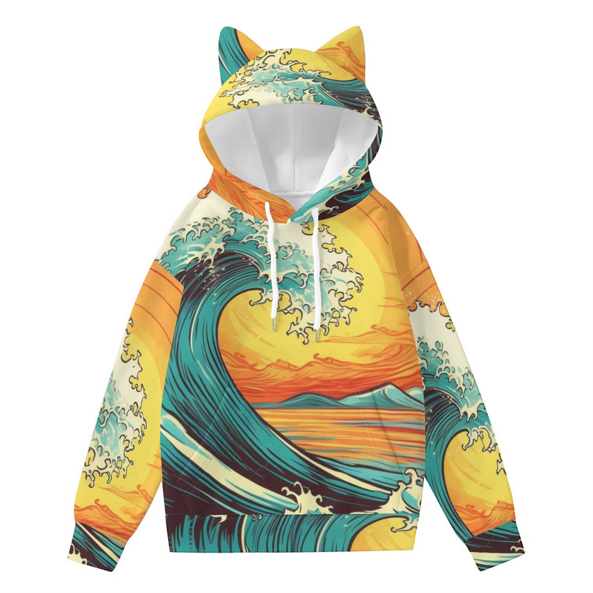 All-Over Print Women’s Hoodie With Decorative Ears