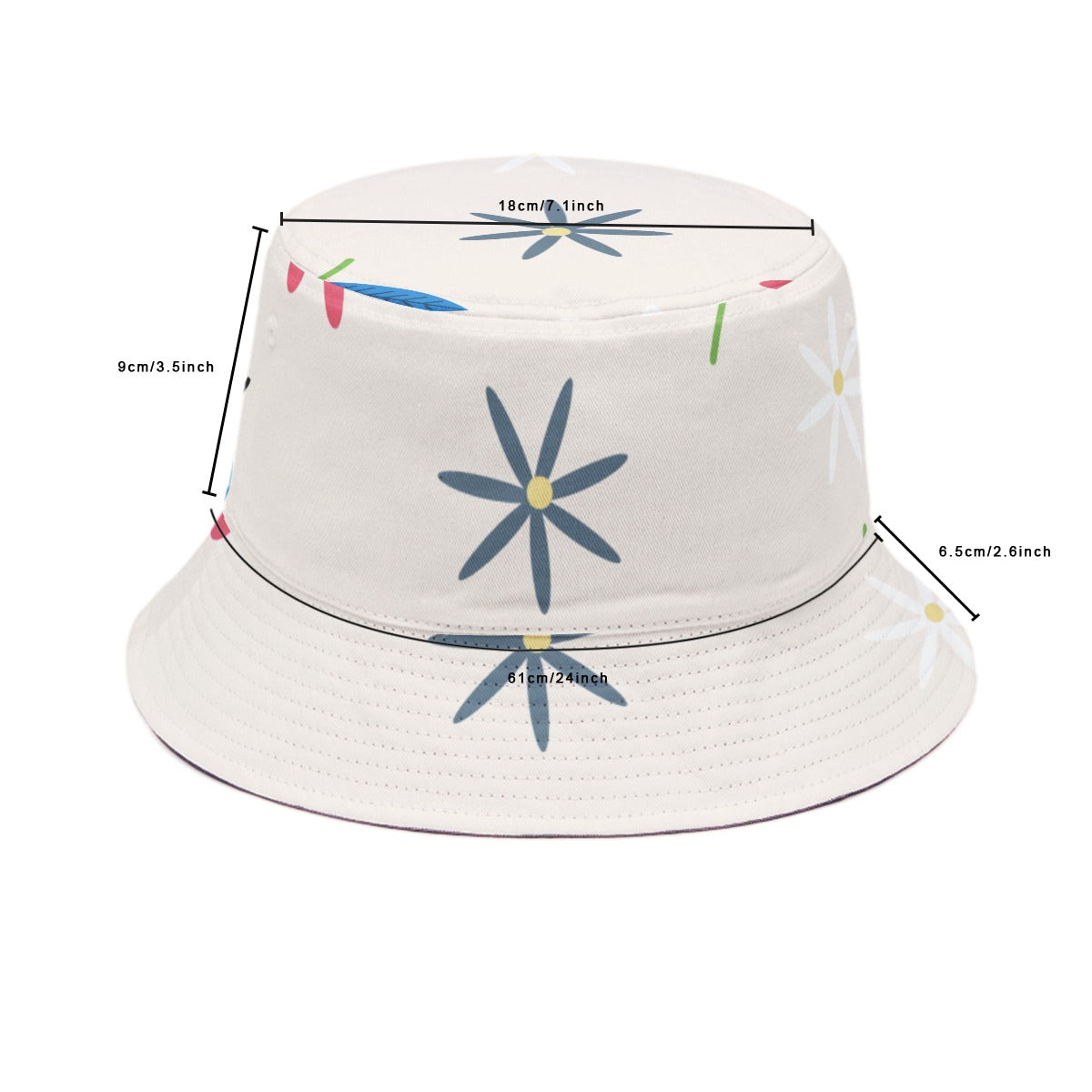 Bucket Hat White&Flower