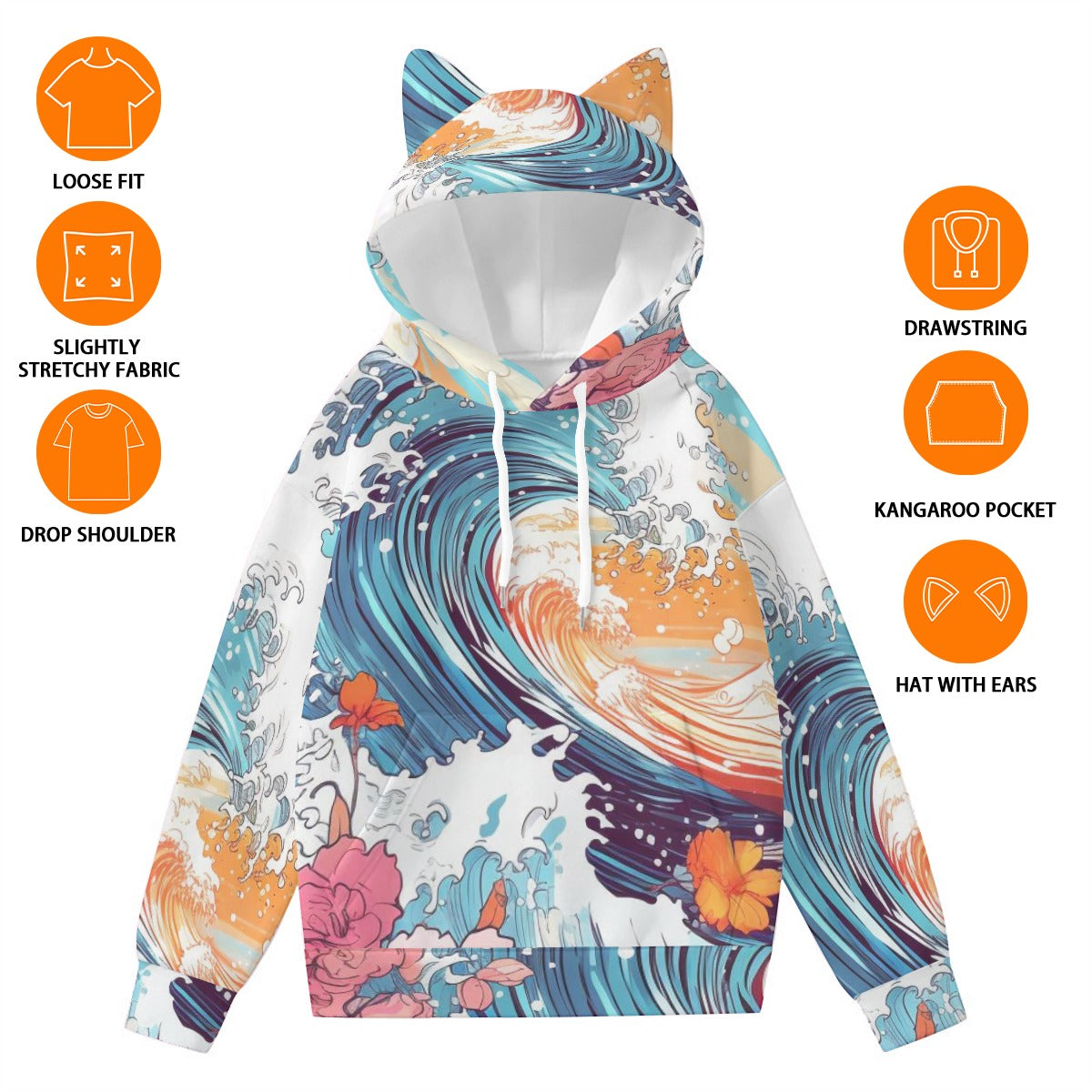 Pullover Hoodie with Ears - Urban Style Unique Graphic Cute Hoodies