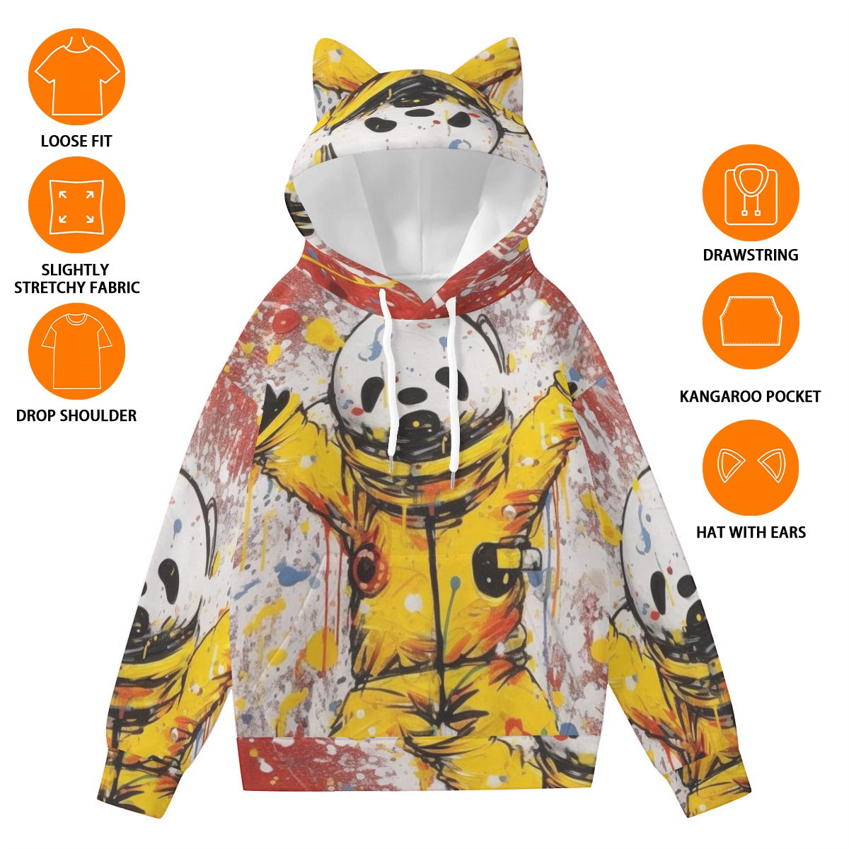 Pullover Hoodie with Ears - Urban Style Unique Graphic Cute Hoodies