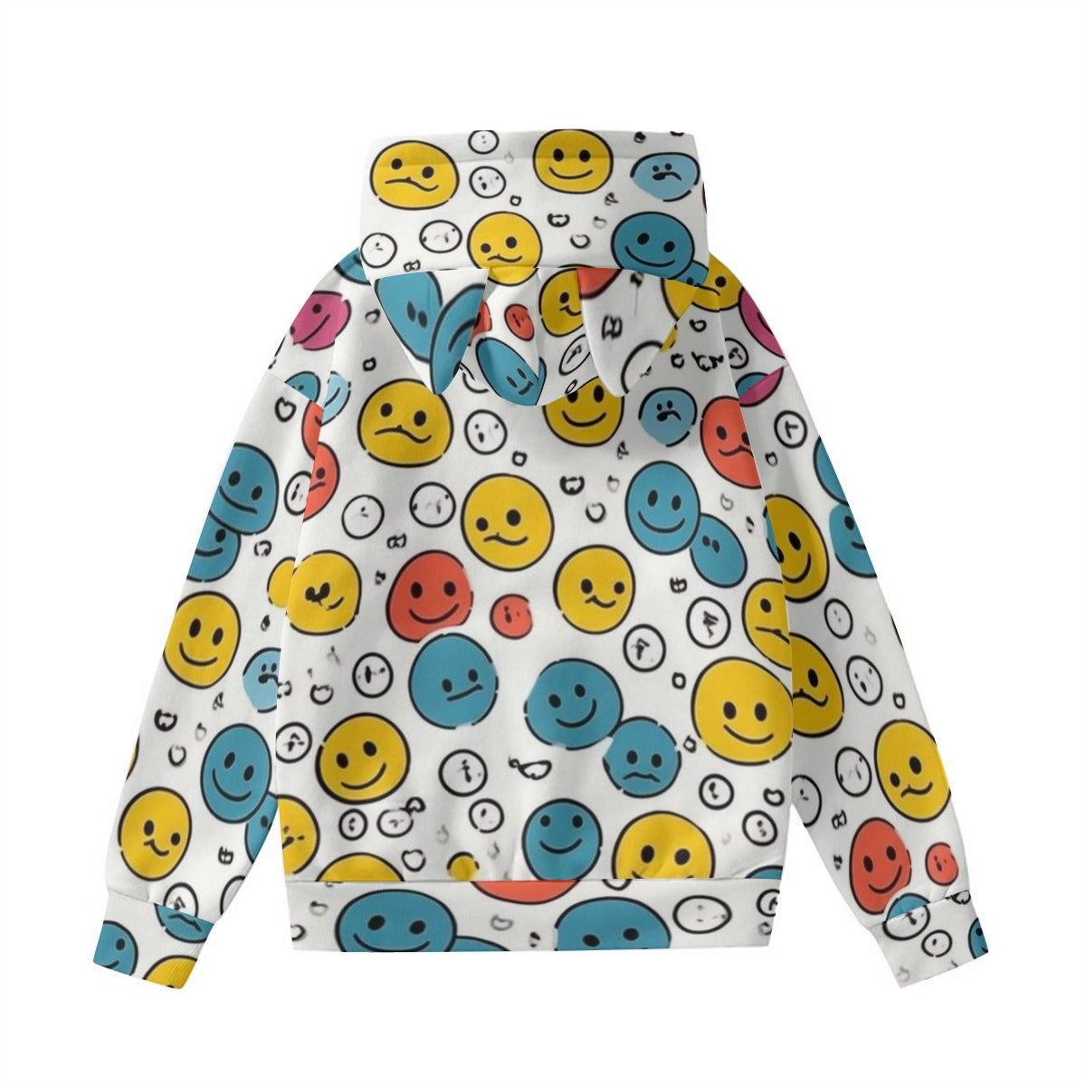 Pullover Hoodie with Ears - Urban Style Unique Graphic Cute Hoodies Smiles