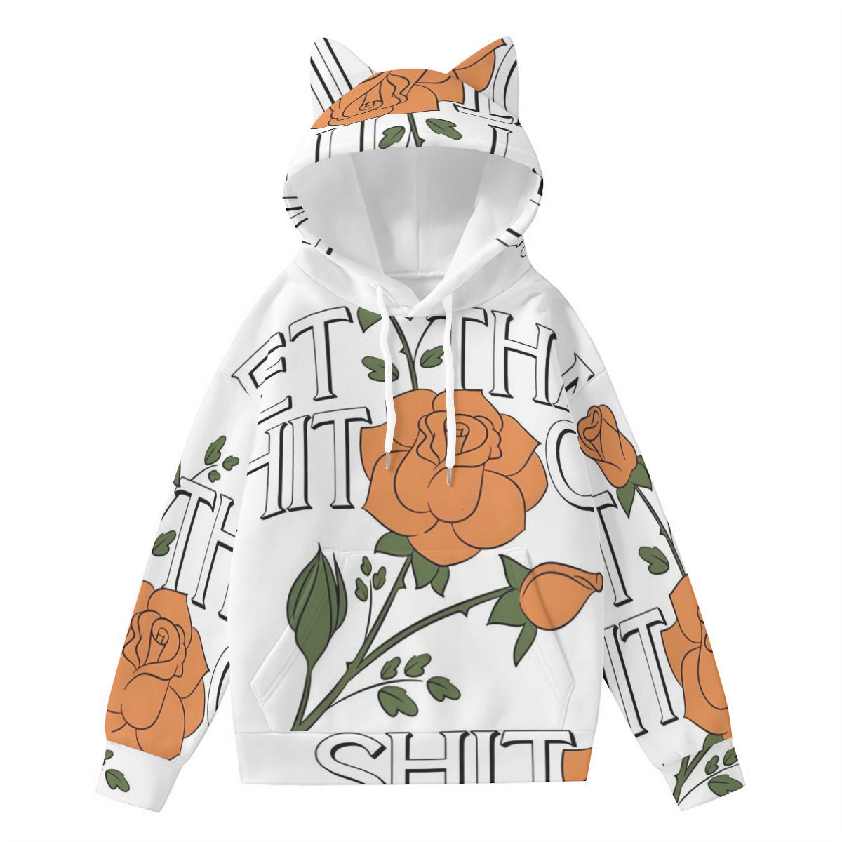 All-Over Print Women’s Hoodie With Decorative Ears