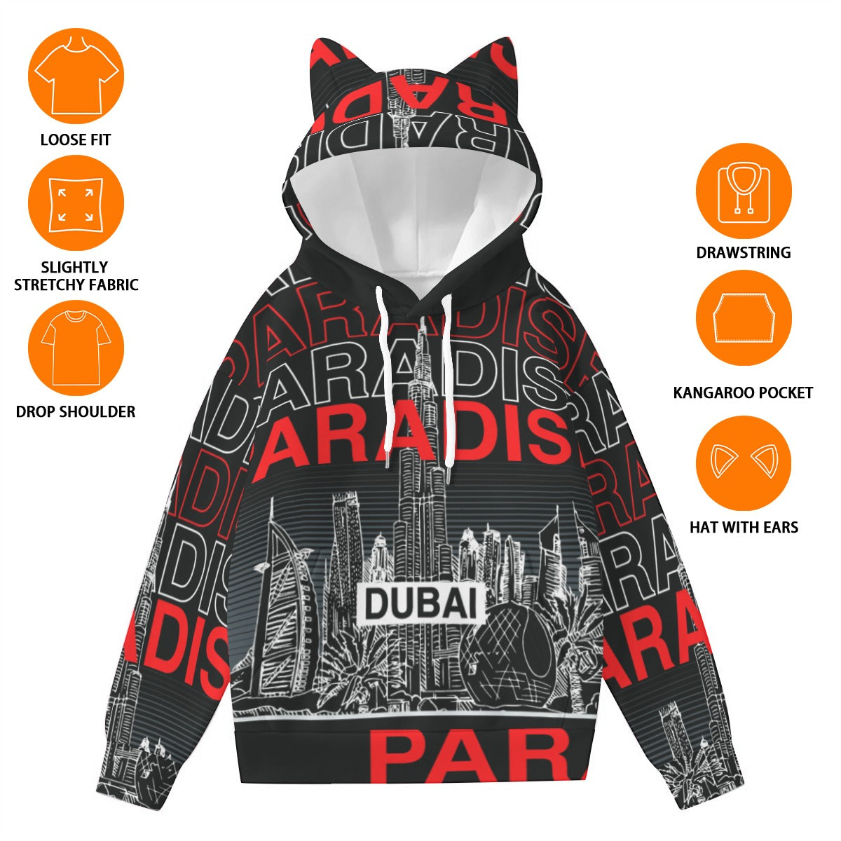 Pullover Hoodie with Ears - Urban Style Unique Graphic Cute Hoodies