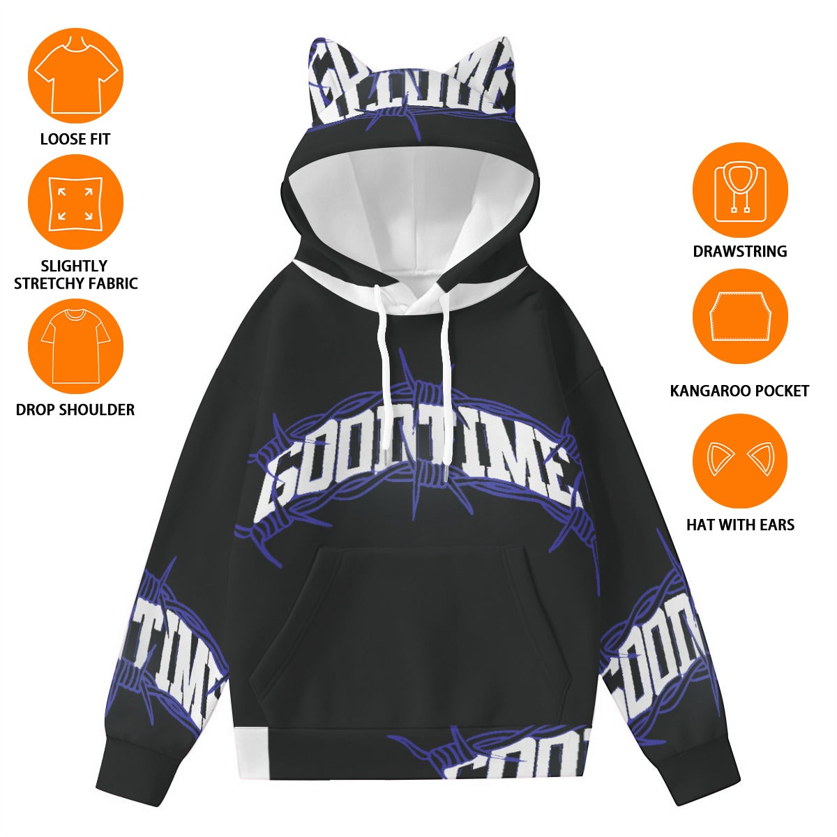 Pullover Hoodie with Ears - Urban Style Unique Graphic Cute Hoodies