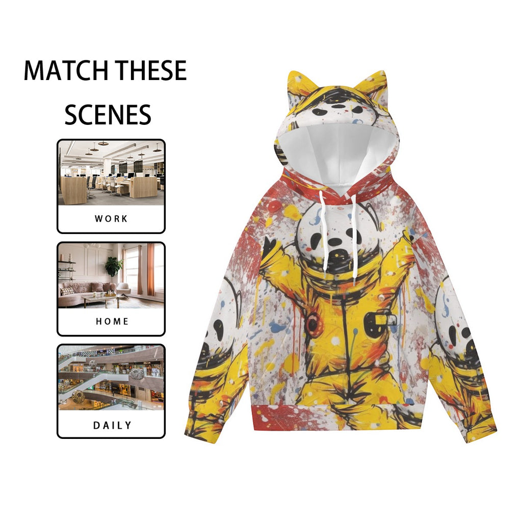 Pullover Hoodie with Ears - Urban Style Unique Graphic Cute Hoodies