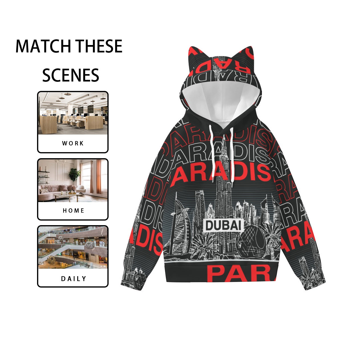 Pullover Hoodie with Ears - Urban Style Unique Graphic Cute Hoodies