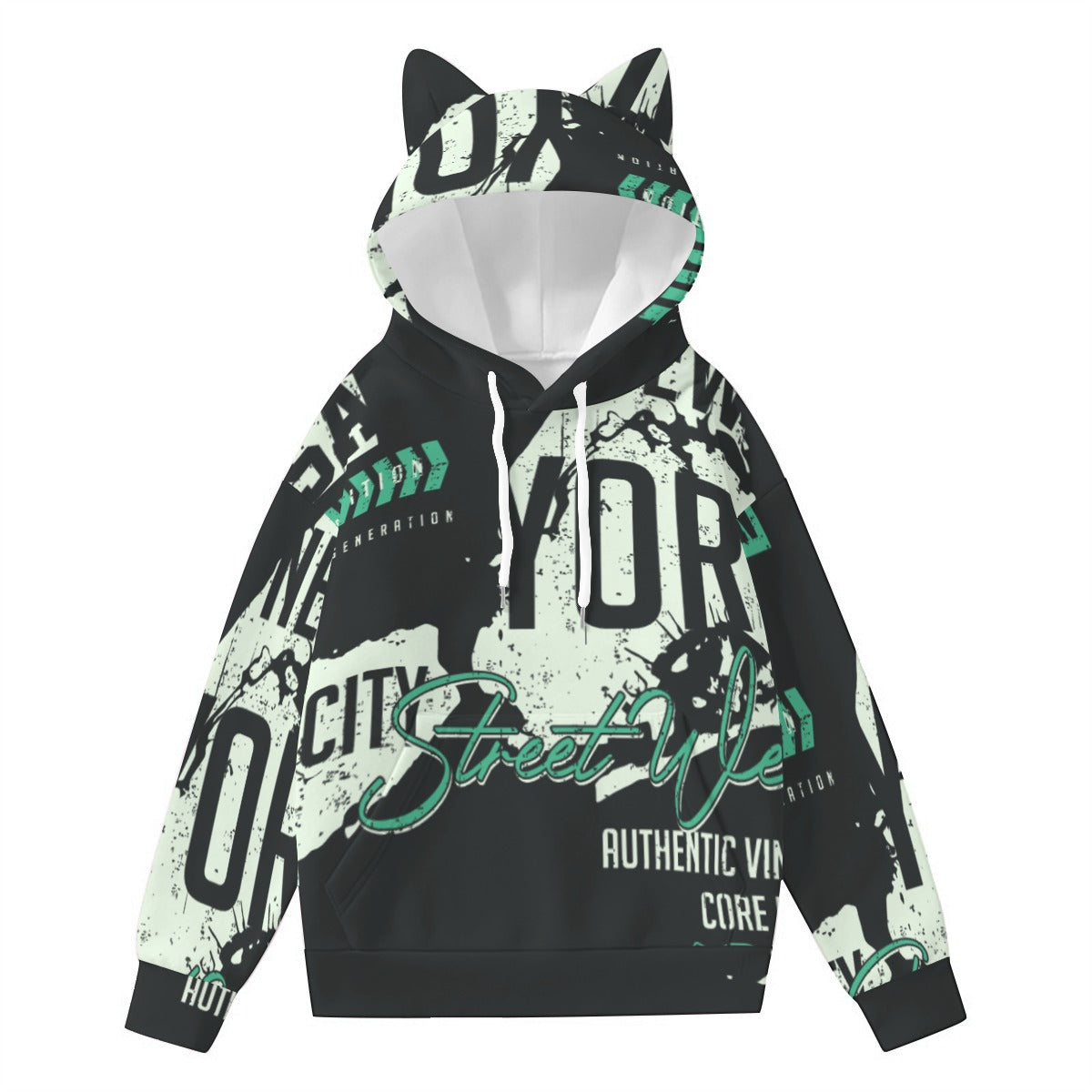 Pullover Hoodie with Ears - Urban Style Unique Graphic Cute Hoodies