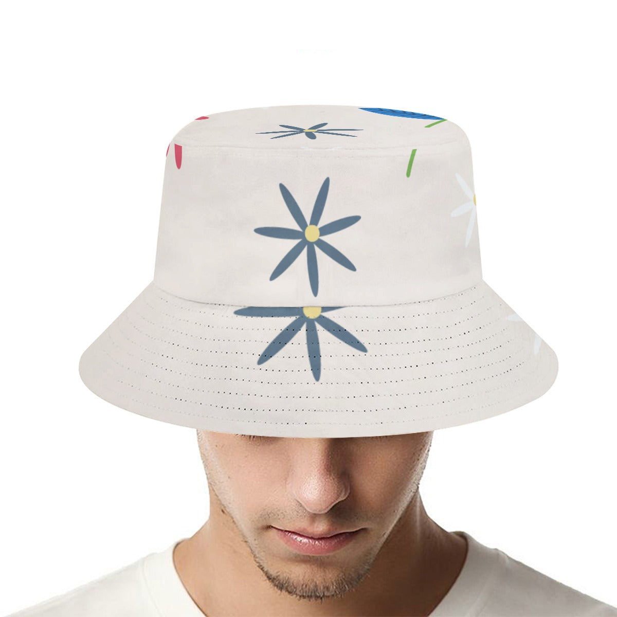 Bucket Hat White&Flower