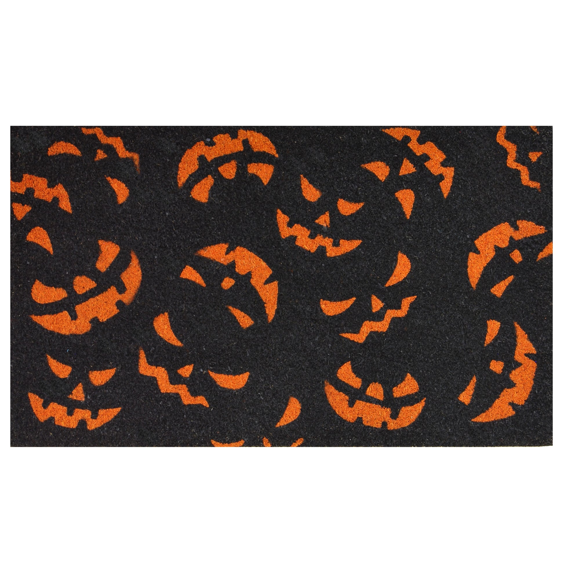17" X 29" Black and Orange Coir Jackolantern Outdoor Halloween Door Mat-4