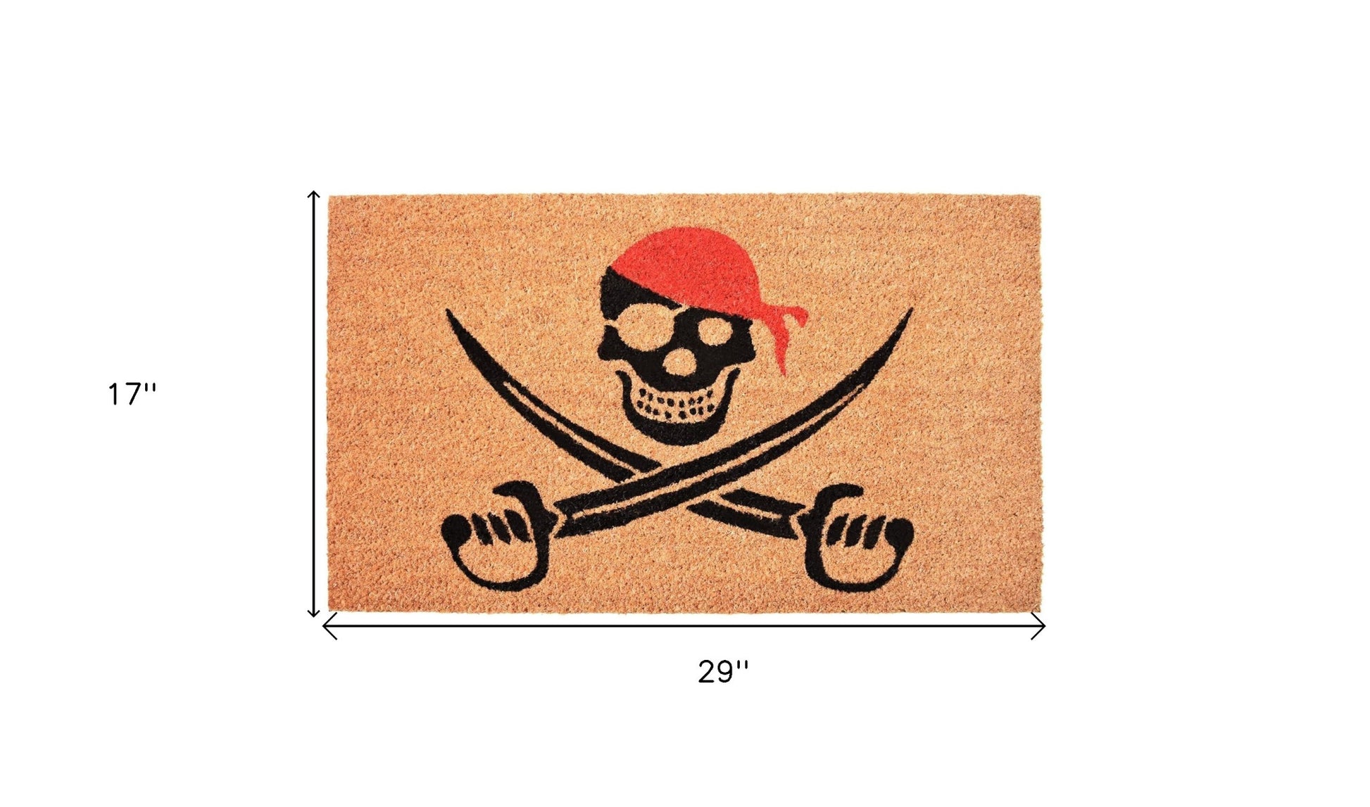 17" X 29" Natural Red and Black Coir Pirate Outdoor Halloween Door Mat-2