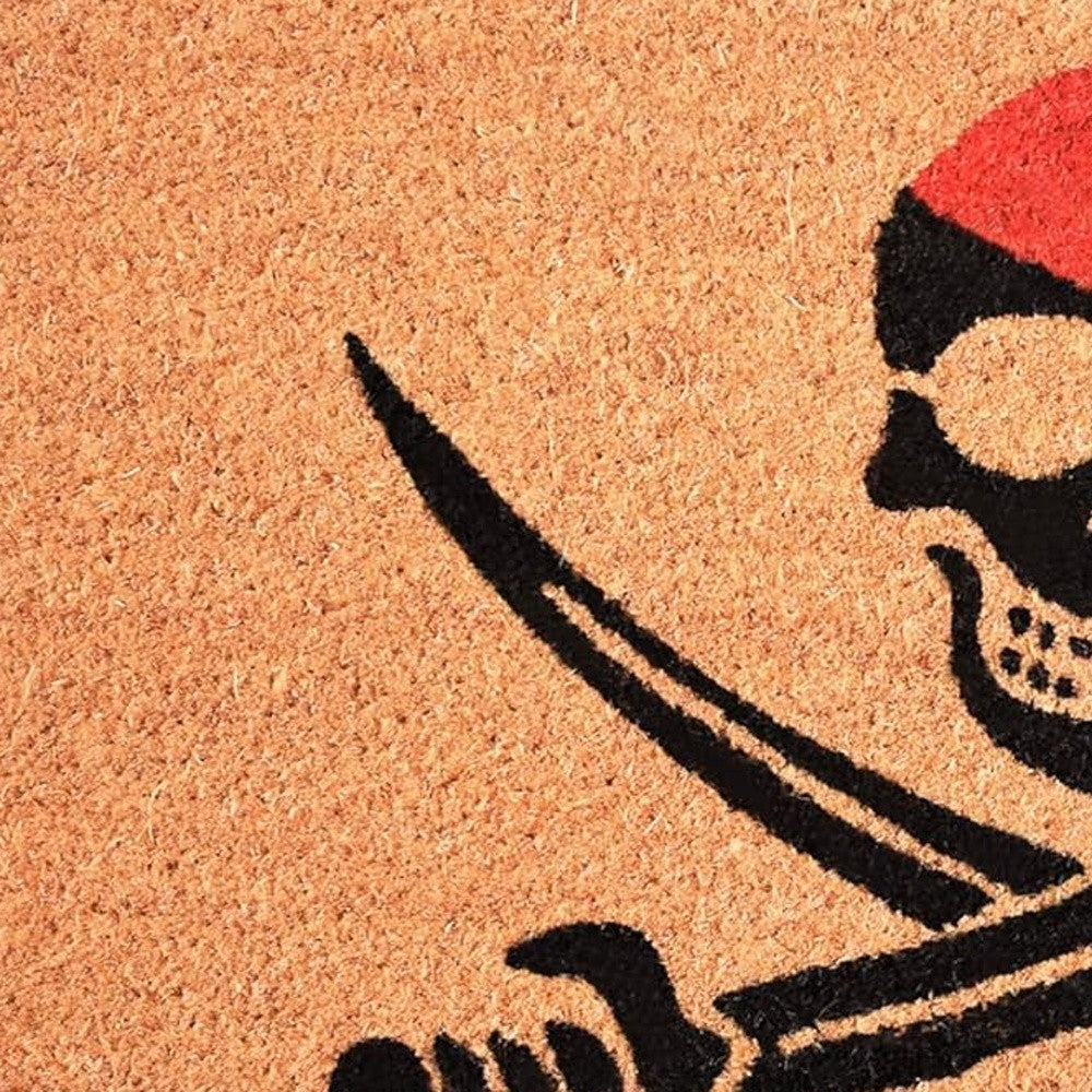 17" X 29" Natural Red and Black Coir Pirate Outdoor Halloween Door Mat-6