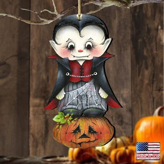 Dracula Wooden Ornaments Halloween by Jamie Mills-Price - Thanksgiving Halloween Decor - 8457401-1