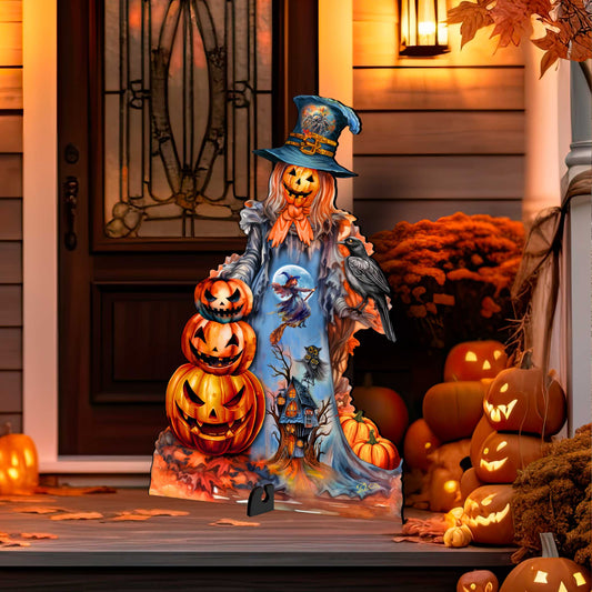 Halloween Pumpkin Scarecrow Freestanding Decor - Halloween Garden Decor by G. Debrekht - Halloween Decor- 8652796F-0