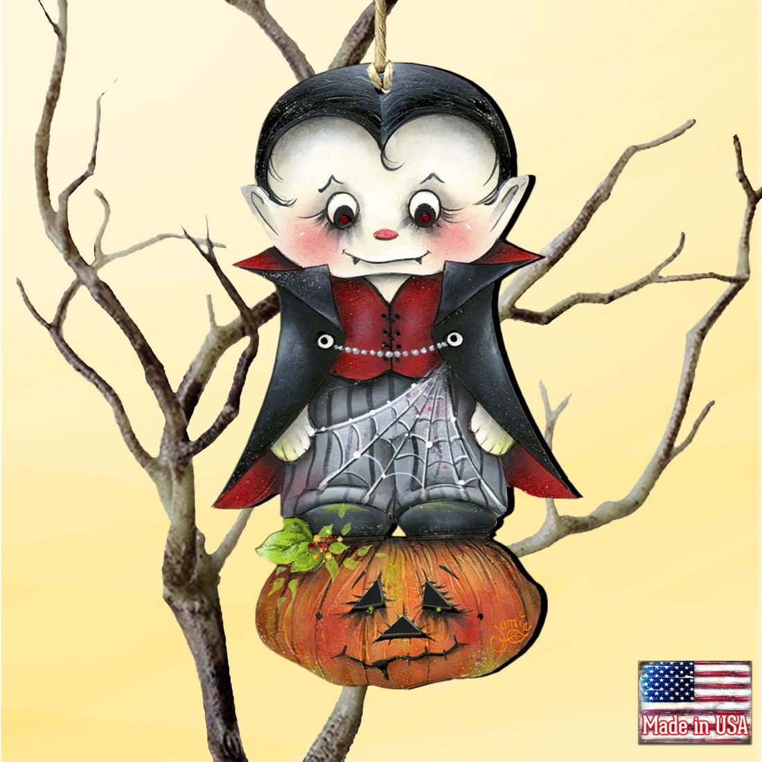 Dracula Wooden Ornaments Halloween by Jamie Mills-Price - Thanksgiving Halloween Decor - 8457401-2